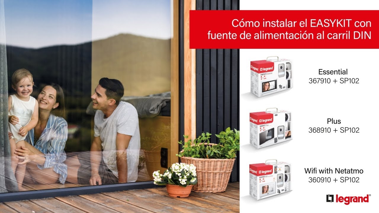 2. Instalar videoportero Easykit con fuente alimentación al carril DIN