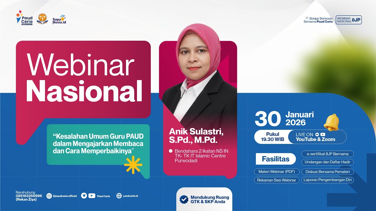 Webinar Kesalahan Umum Guru PAUD dalam Mengajarkan Membaca dan Cara Memperbaikinya