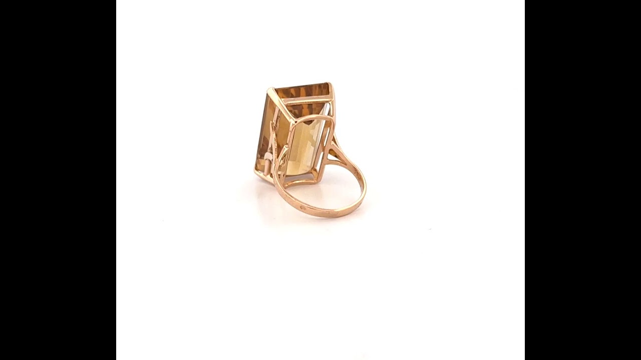 Bague or 750 et citrine rectangulaire de 21,5 carats dépôt vente Or Ligne La Teste de Buch 