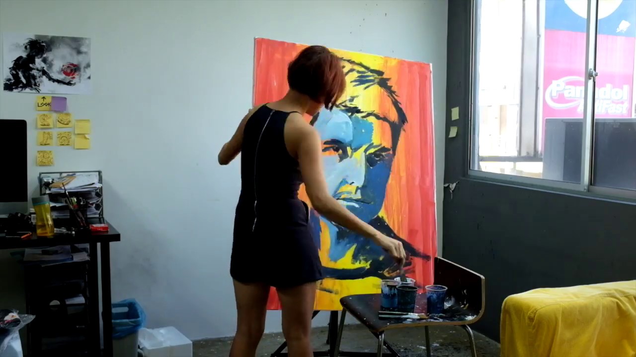 Upside Down Speed Painting  Performance of Tom Cruise by Haze Long