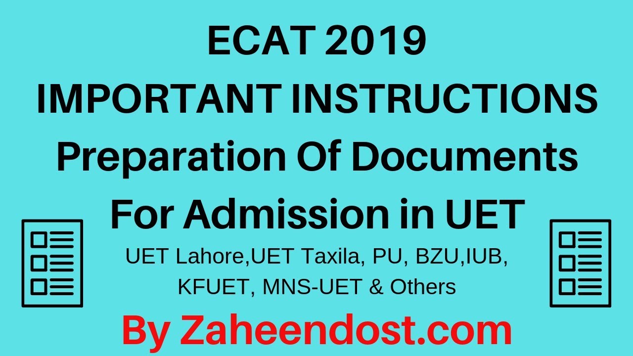 ECAT 2019! Preparation Of Important Documents