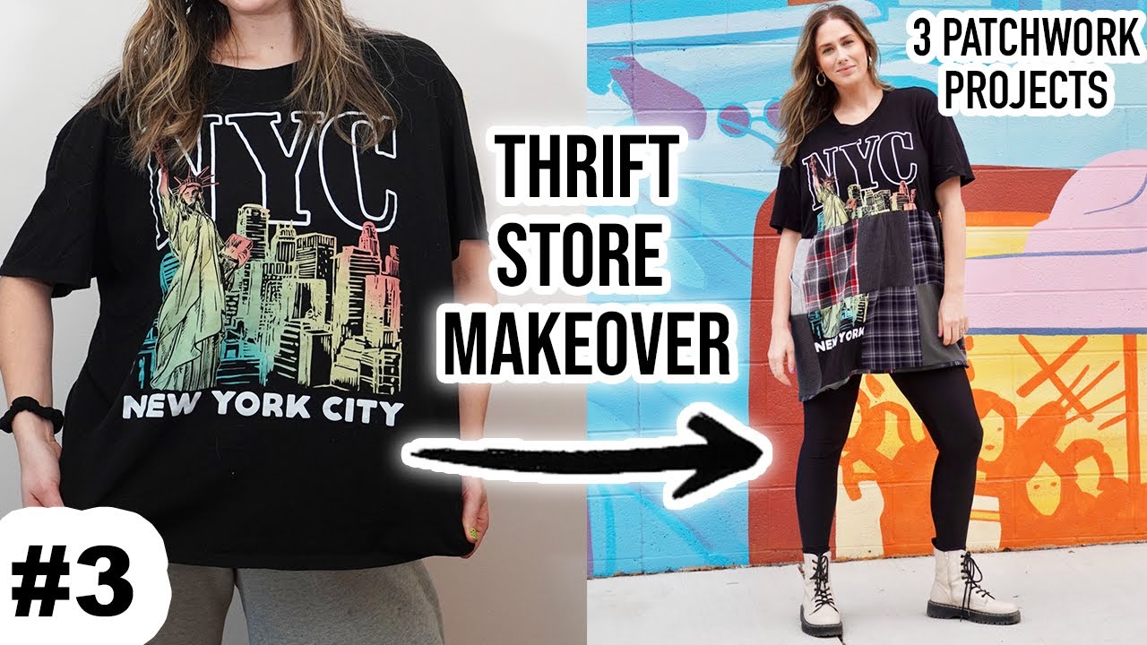 Transforming Thrift Store Clothes into Patchwork Fashion| Thrift Store Makeover #3