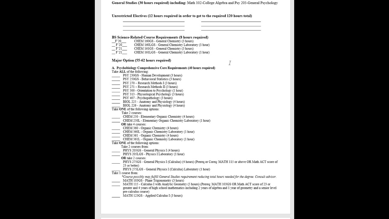 Week 8: The 4 Year Plan Psychobiology