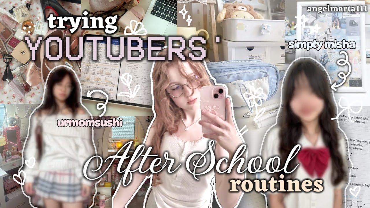 TRYING YTBERS' AFTER SCHOOL ROUTINES ☁️🖇️ PT. 1 *low-key life changing* | urmomsushi & simply misha