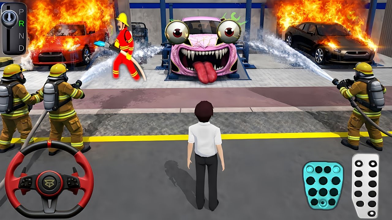 Monster Car Fire Emergency 🚒🔥 | Firefighters vs Horror Car 😱 | 3D Driving Class 2