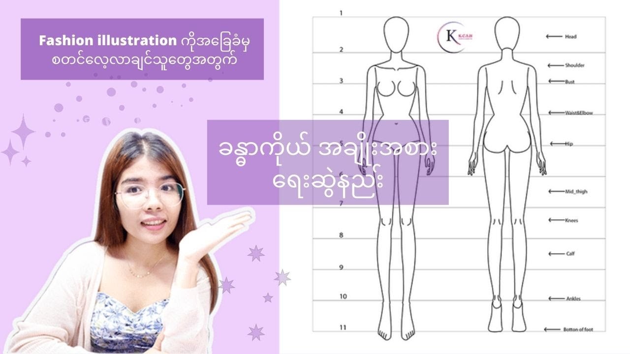 How to draw Basic Fashion Figure_Part 1 (ခန္ဓာကိုယ် အချိုးအစားရေးဆွဲနည်း)