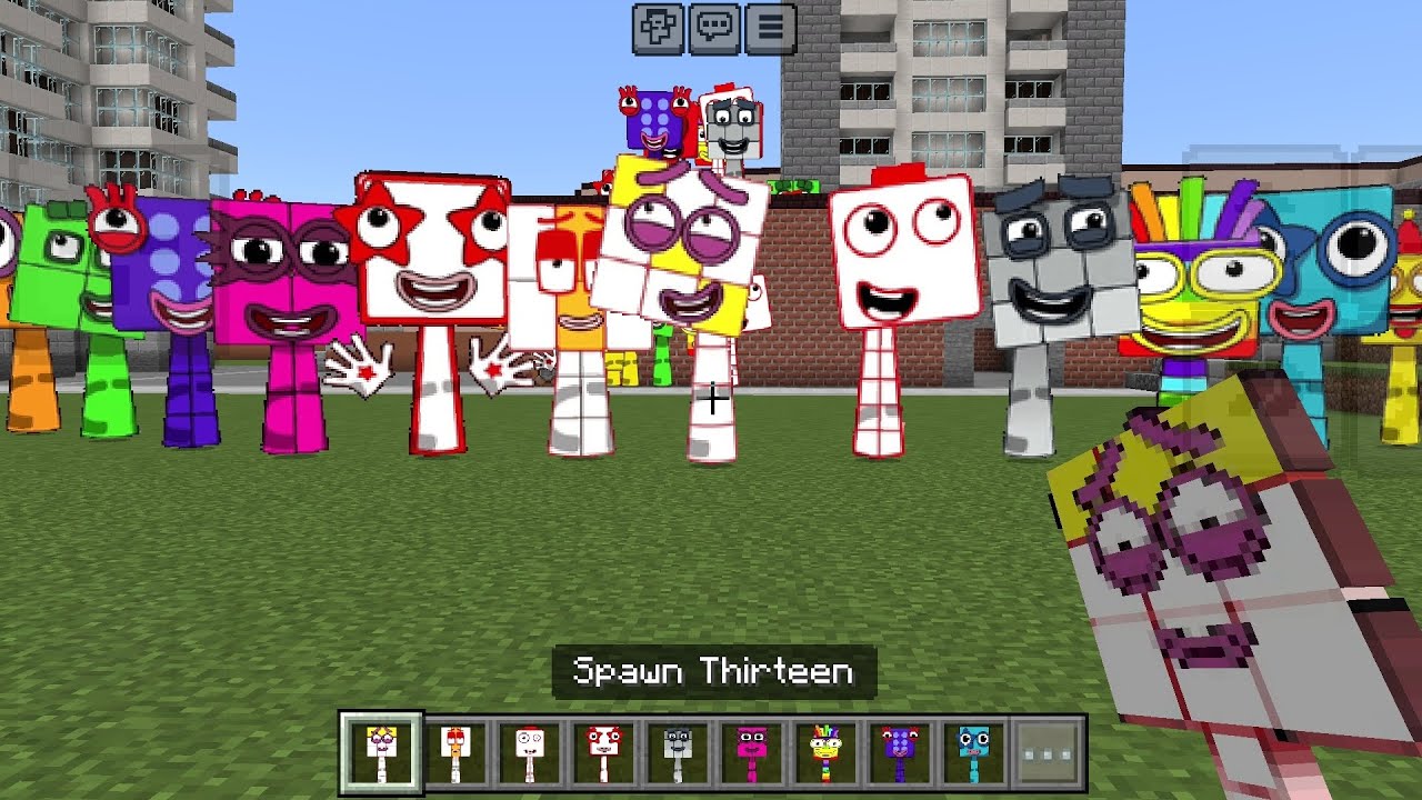 Персонаж Спрунки, Тринадцать из Numberblocks, добавлен в Minecraft PE.