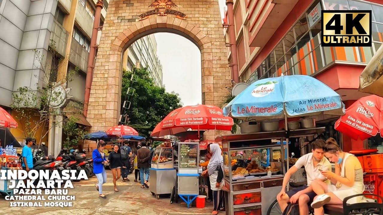[4K HDR] The Most Visited Places İn Jakarta, Pasar BARU, cathedral Church ⛪️ And Istiglal Mosque 🕌