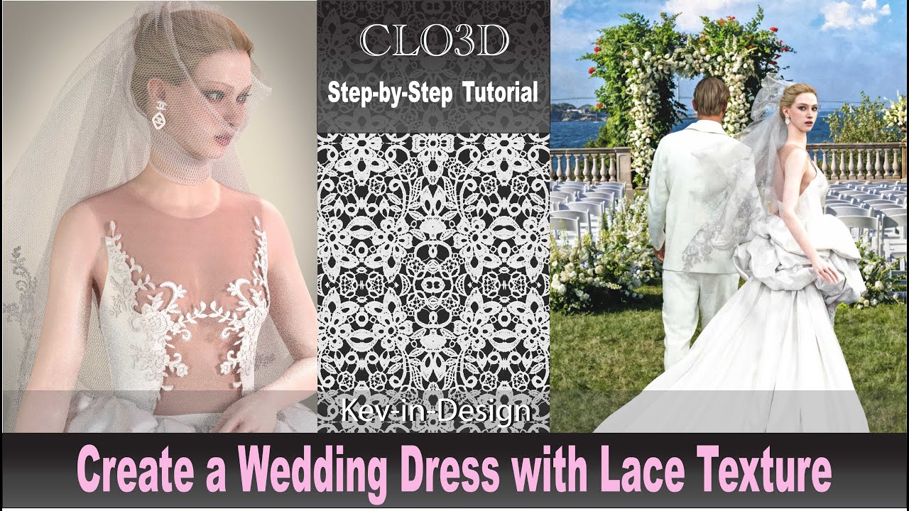 Create a wedding dress with lace texture #clo3d