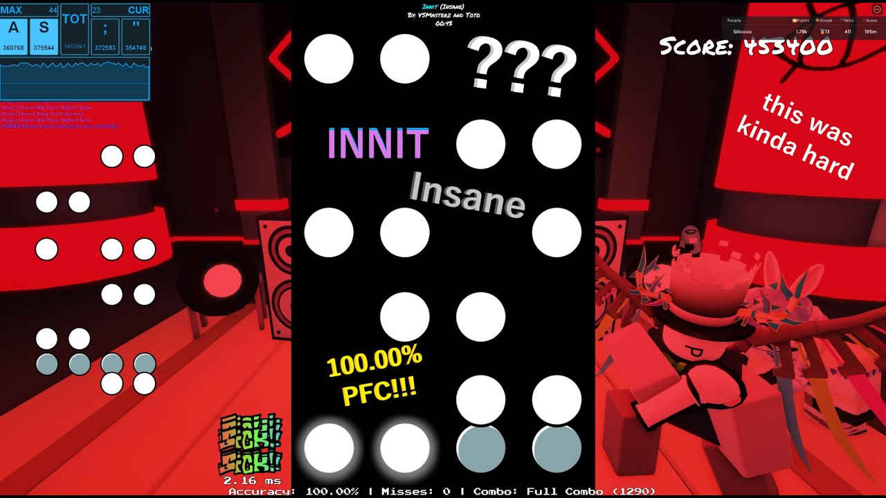 Roblox Funky Friday // Innit (Insane) 100.00% 2nd ever RIGHT SIDE PFC Perfect Combo!!! | Silicosis