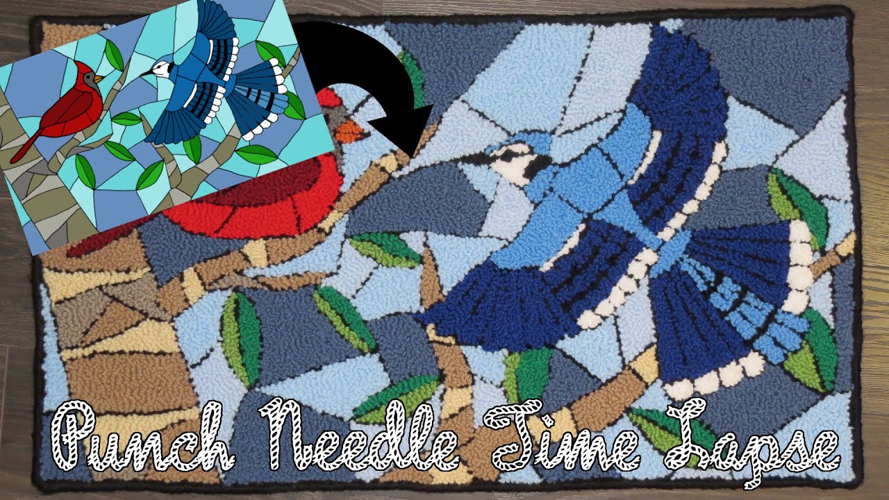 Punch Needle Rug Hook Time Lapse - Stained Glass Rug