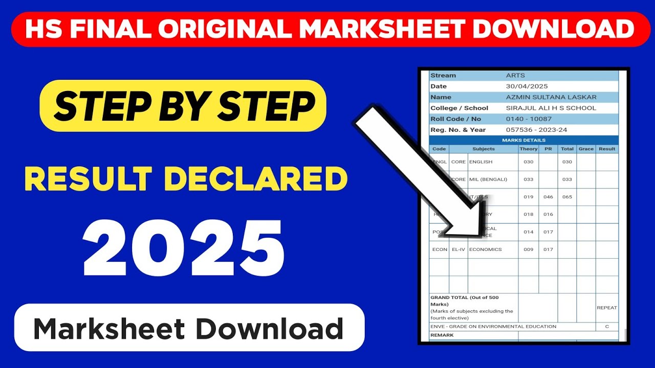 Download HS Original Marksheet | Ahsec Original Marksheet Download  How To Download HS Markshet
