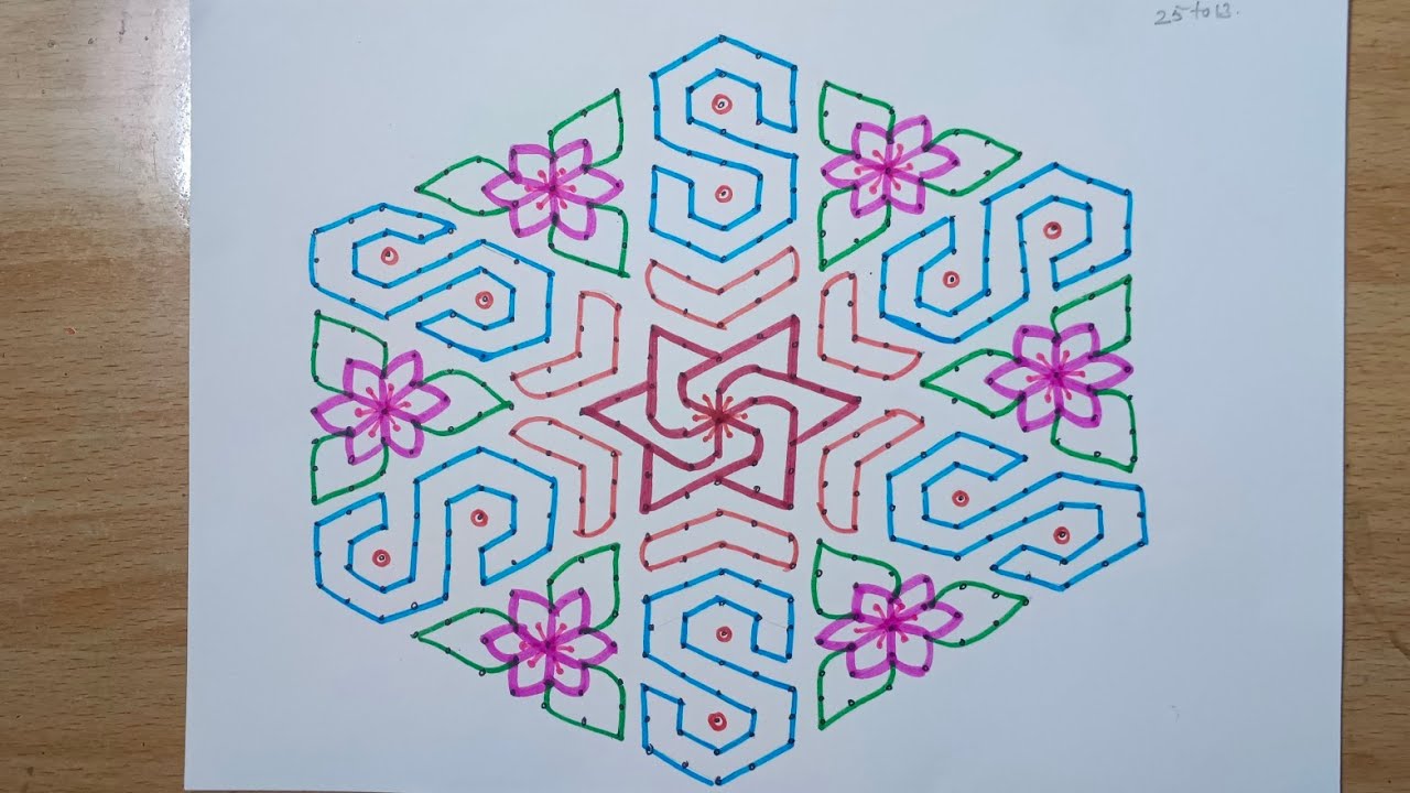 25 chukkala muggulu.. simple rangoli.. easy Big kolam..
