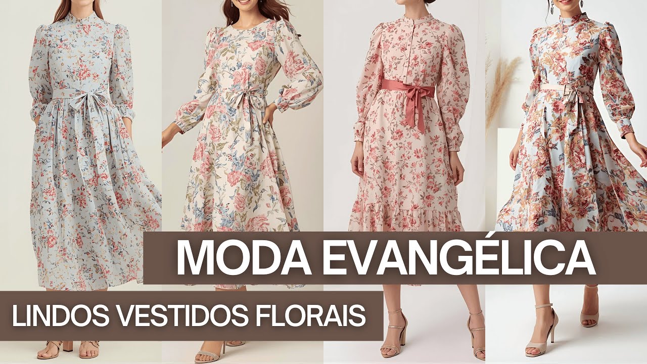 LINDOS VESTIDOS DELICADOS FLORAIS - MODA EVANGÉLICA