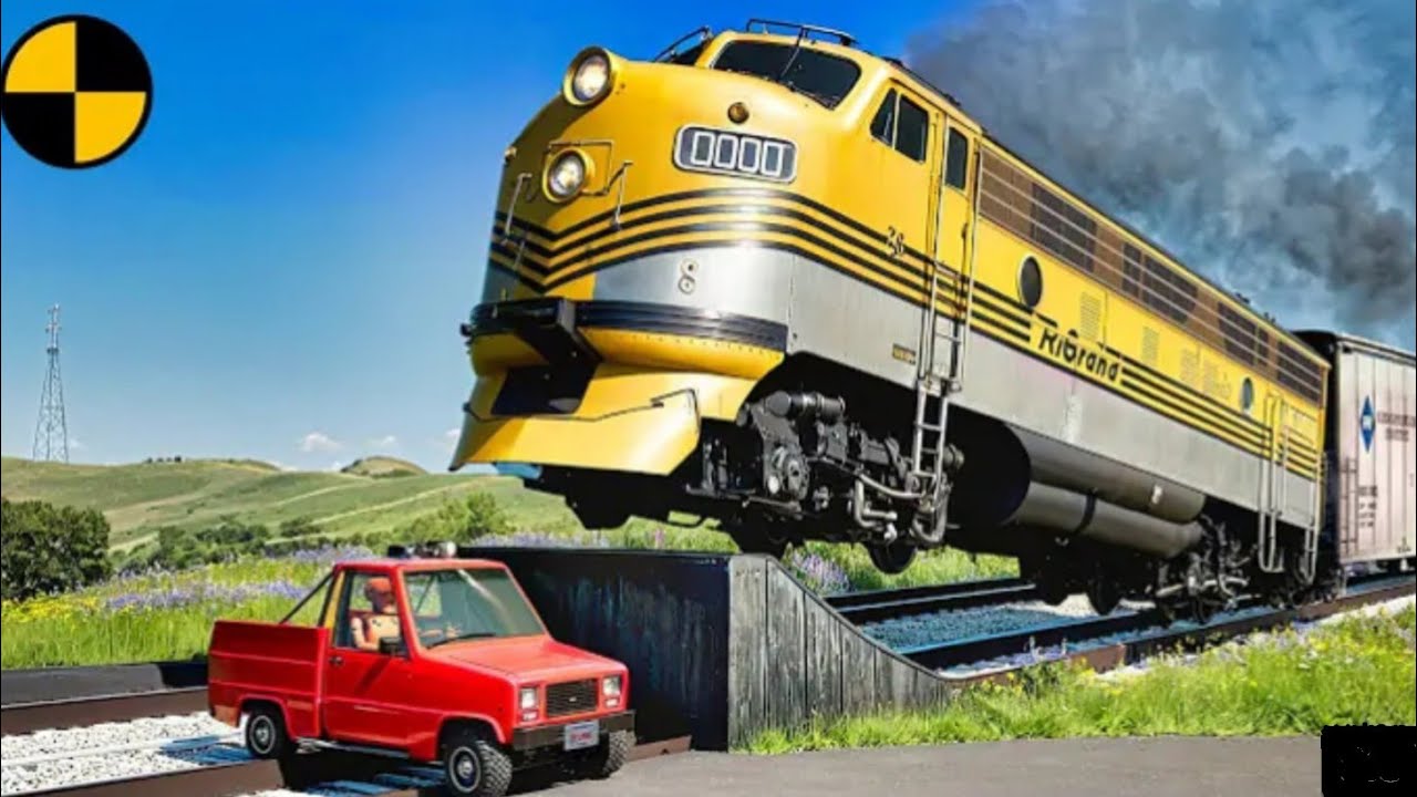 TRAIN jump stand game play. 1 vs 100 car -Beamng drive.
