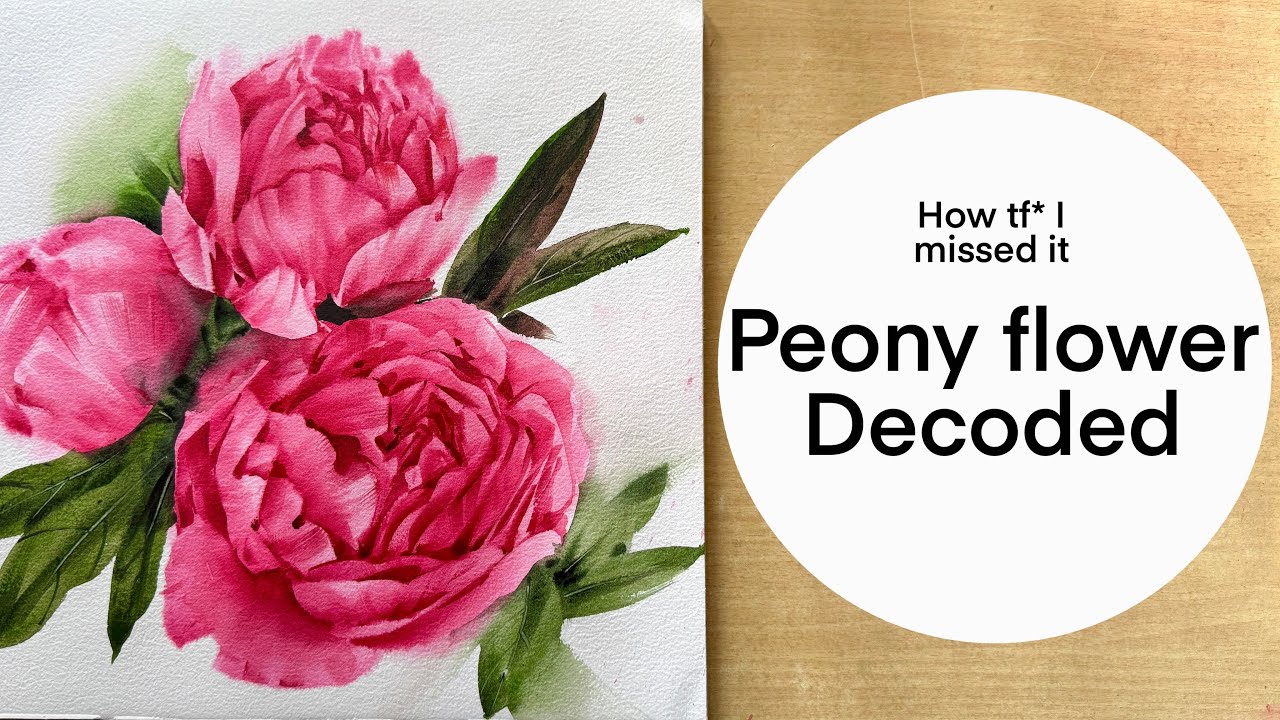 Peony Flower: step by step tutorial | watercolour flower tutorial: petal by petal