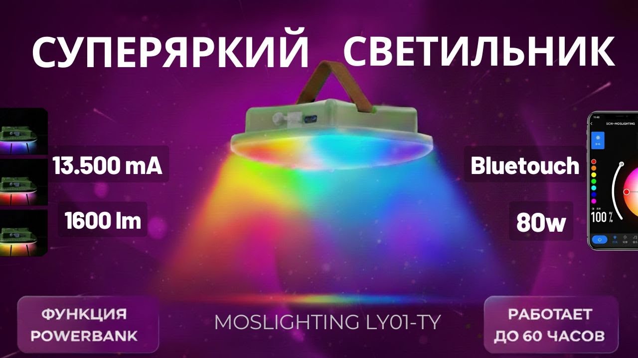 СВЕТИЛЬНИК ДЛЯ КЕМПИНГА MOSLIGHTING LY01 TY. ФОНАРЬ НА АККУМУЛЯТОРЕ