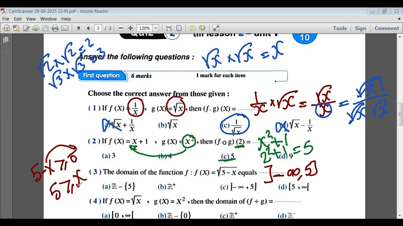 quiz 1 & quiz 2 Algebra sec.2 pure