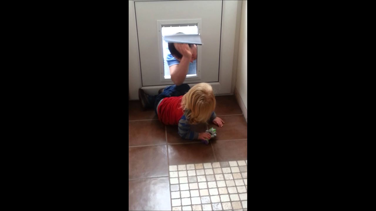 Jakob tests out Belle's Dog-flap!