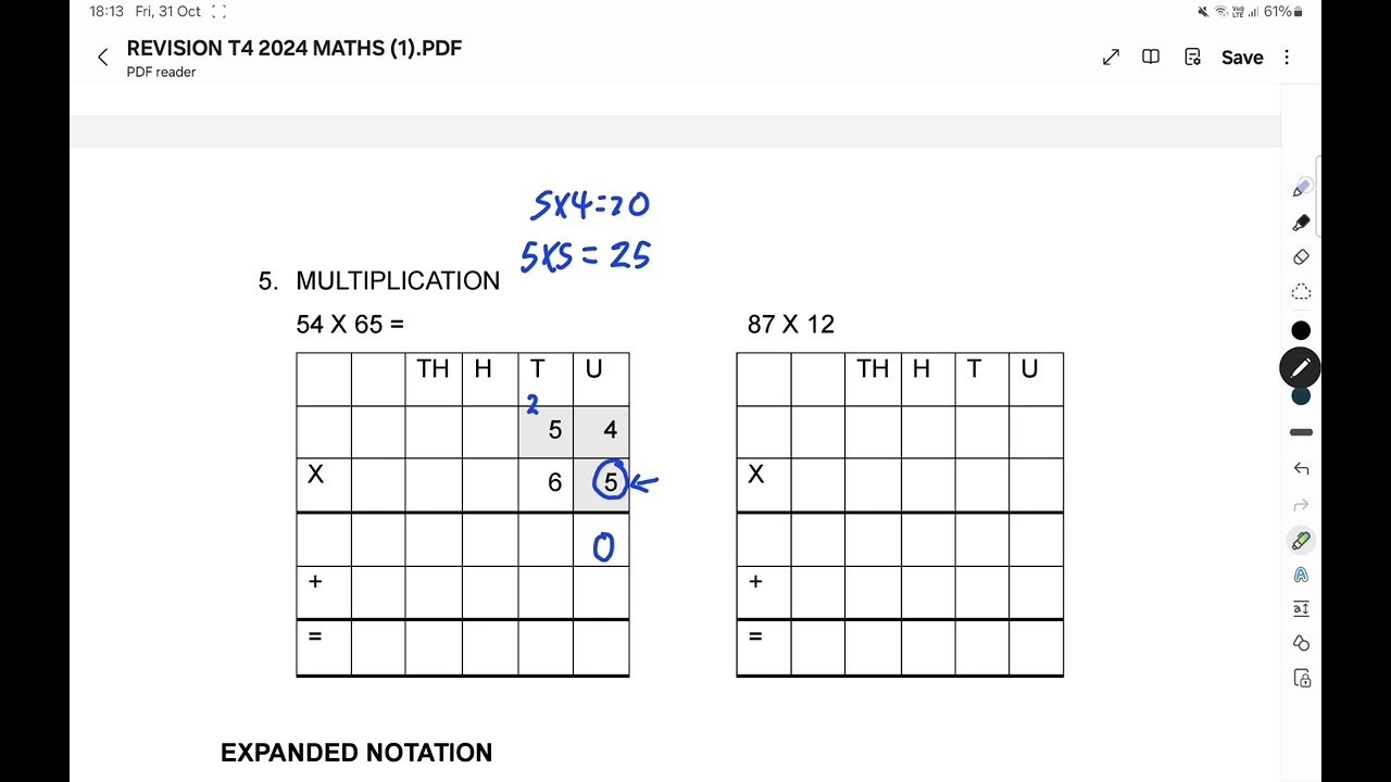 Long multiplication Term 4 Revision #maths #multiplication