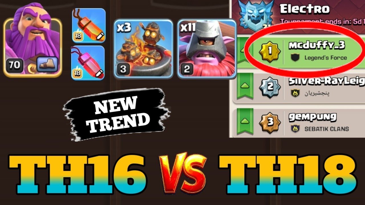 Best TH16 vs TH18 after update: GW walk + 3X Furnace + 11X Thrower is so CRAZY (Clash Of Clans)