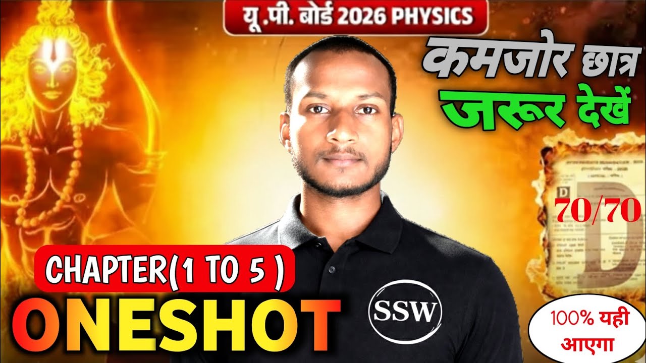 12th UP Board Physics 2026 One Shot🔥Chapter 1-5 Full Revision | 70/70 पक्का | कमजोर छात्र जरूर देखें