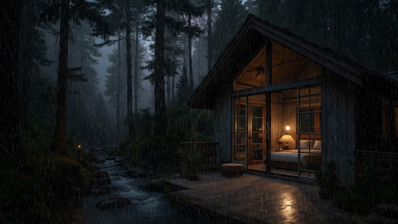 Нежный Ночной Дождь Вокруг Лесной Хижины 🌧️ | Естественные Ночные Звуки Для Сна Без Помех