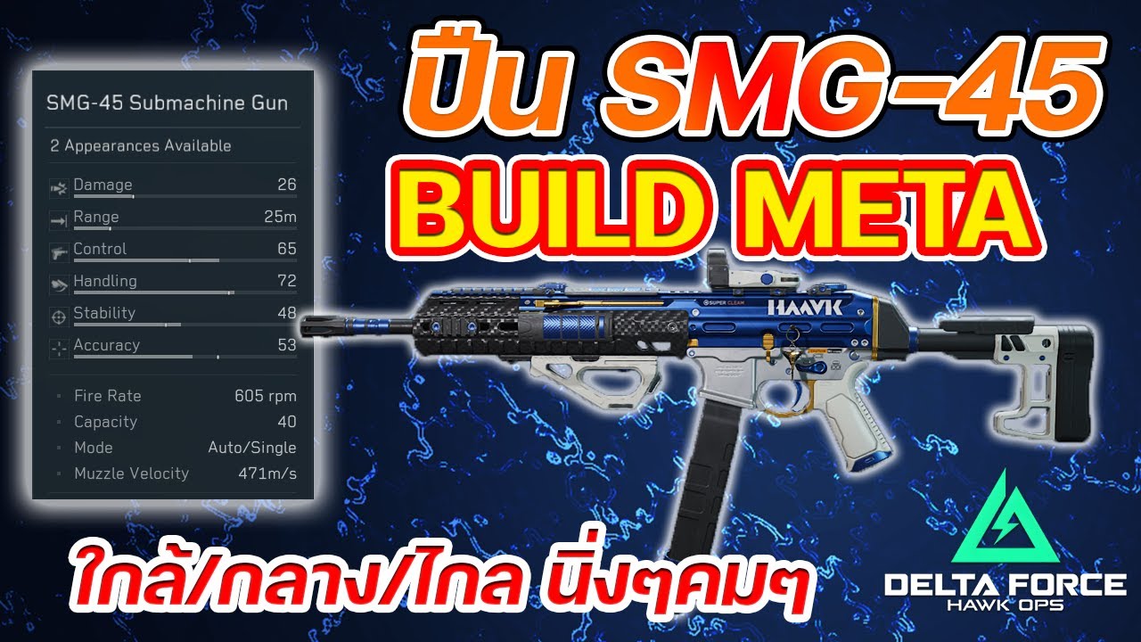 🔫🔴Delta force SMG-45 Build Meta ปืนเป้านิ่งสำหรับมือใหม่ เล่นง่าย สโคปไว