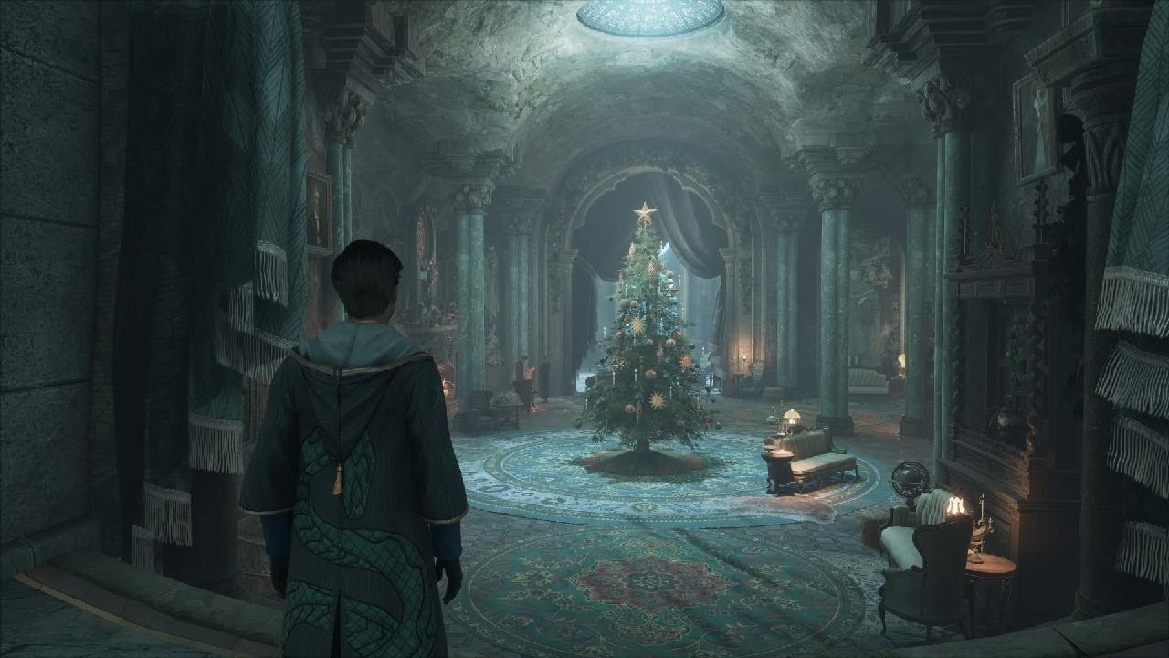 Hogwarts Legacy Slytherin Common Room Christmas 4K