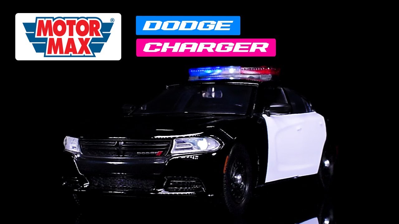 2023 Dodge Charger Pursuit Police Car Black & White Lights & Sounds 1/24 Diecast Model Car Motormax
