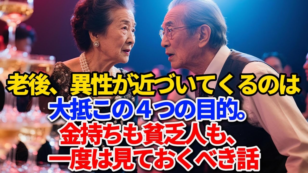 老後、異性が近づいてくるのは大抵この４つの目的。金持ちも貧乏人も、一度は見ておくべき話【シニアの本音】#老後の暮らし #シニアライフ #人間関係 #恋愛 #人生経験 #終活 #年金生活 #生き方