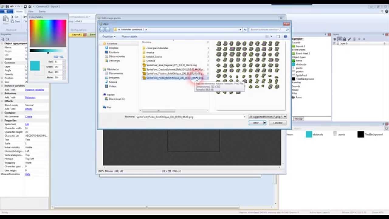Tutorial Construct 2, Sprite Font para principiantes, como poner letras bonitas, bien explicado.