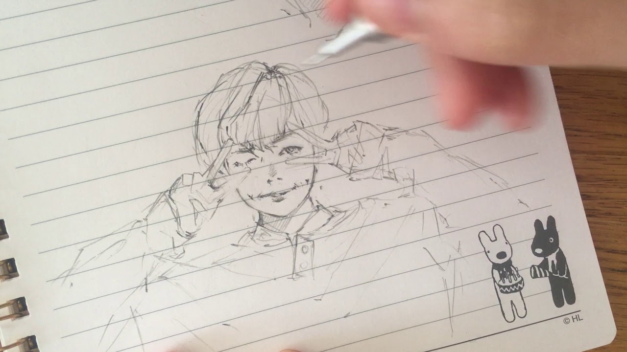 sketching joonie for his birthday
