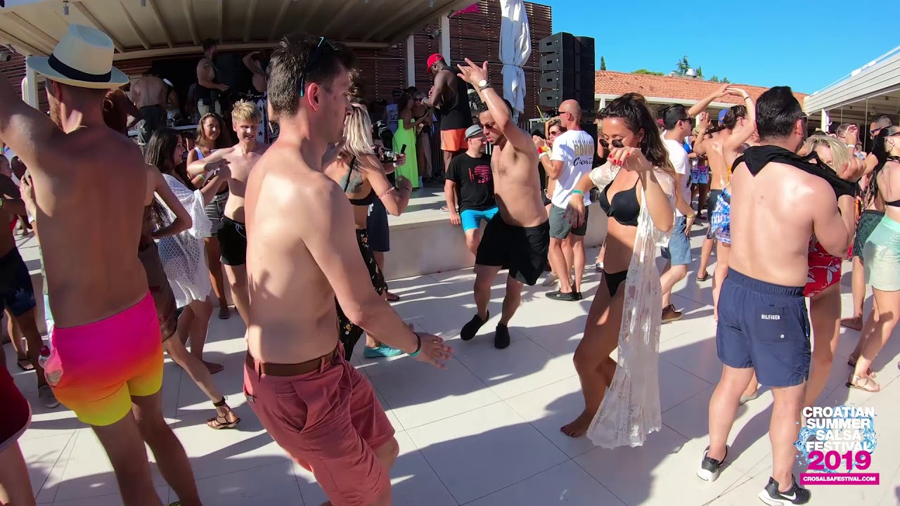 Vladimir & Carolin dancing at pool party in Rovinj @Croatian Summer Salsa Festival 2019