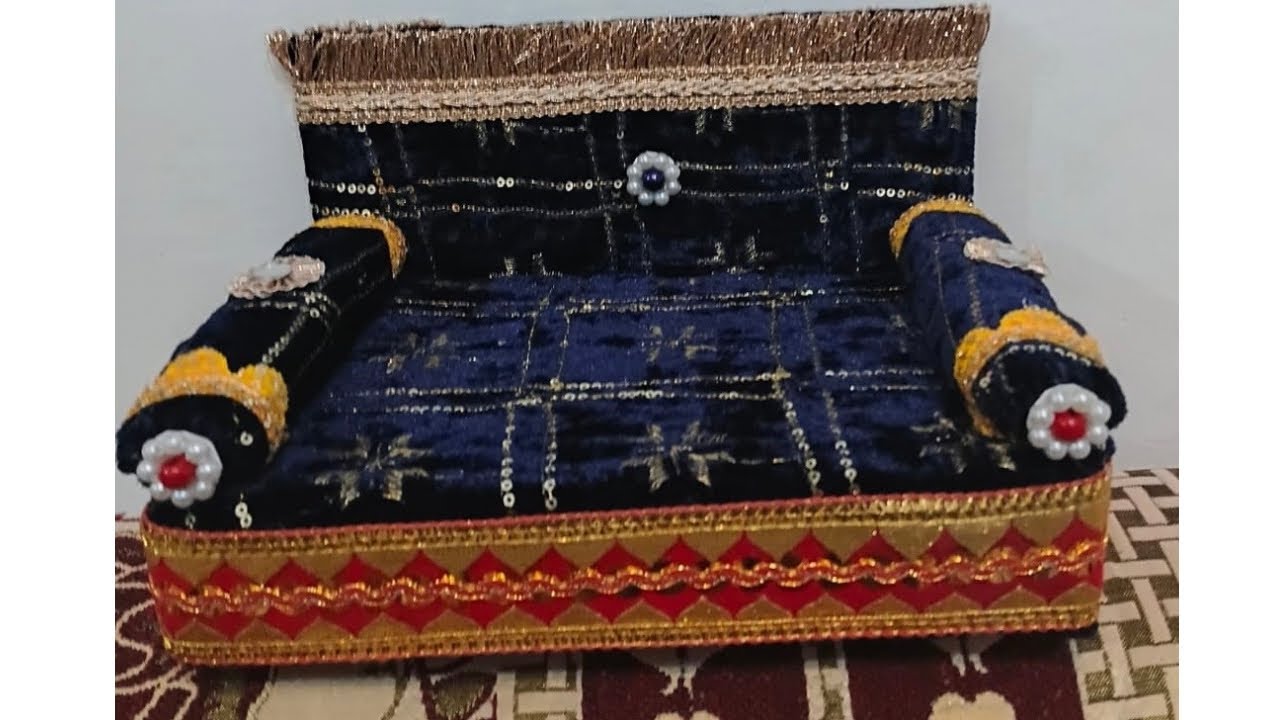 नए तरीके से बनाए कान्हा जी का सोफा या सिंघासन || #viralvedio #craftyhome #craft #krishna #radharani 