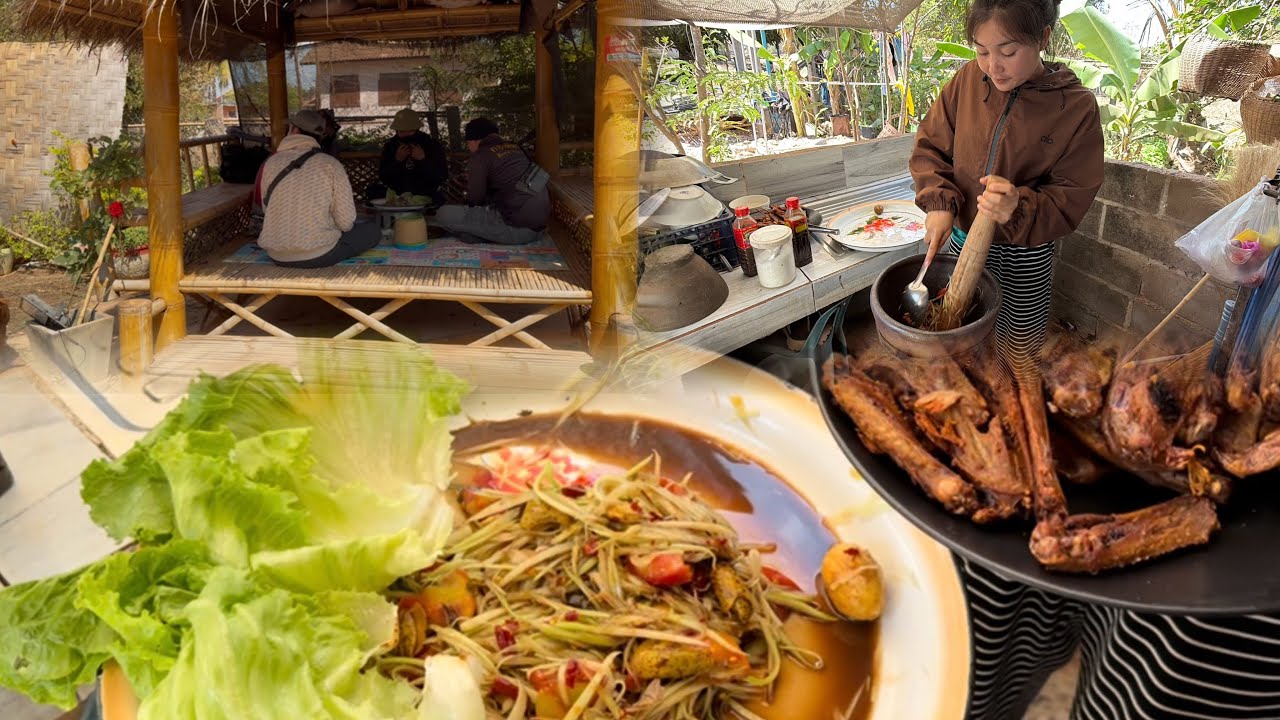 เฮ็ดกินสู่ช่างกินตอนเที่ยงส้มตำแชบๆกับเป็ดทอด