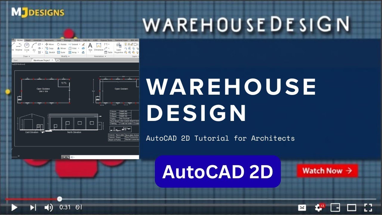 Industrial Warehouse Design in AutoCAD | Real Architectural Workflow Explained (MJDESIGNS)
