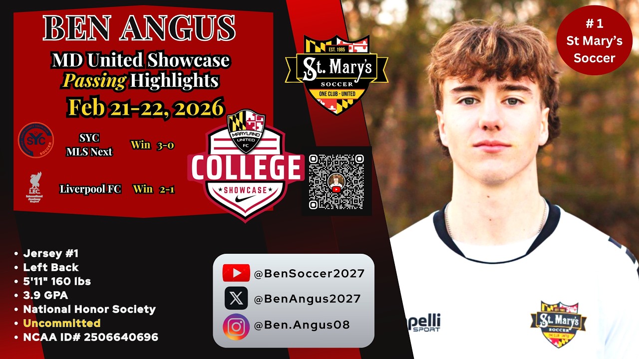 Passing Highlights - MD United Showcase | Ben Angus | 2027 Defender