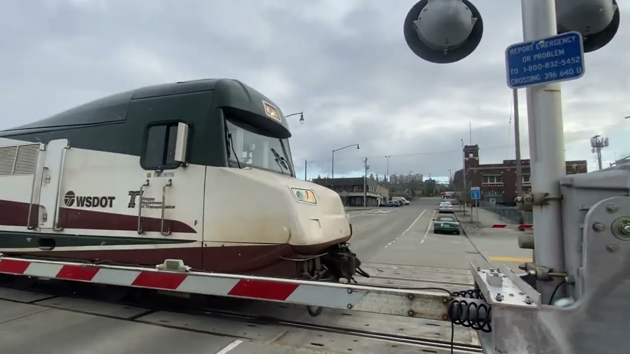 (Southbound) Amtrak 505 Talgo Duck Cab Car departs the Tacoma Dome Station.