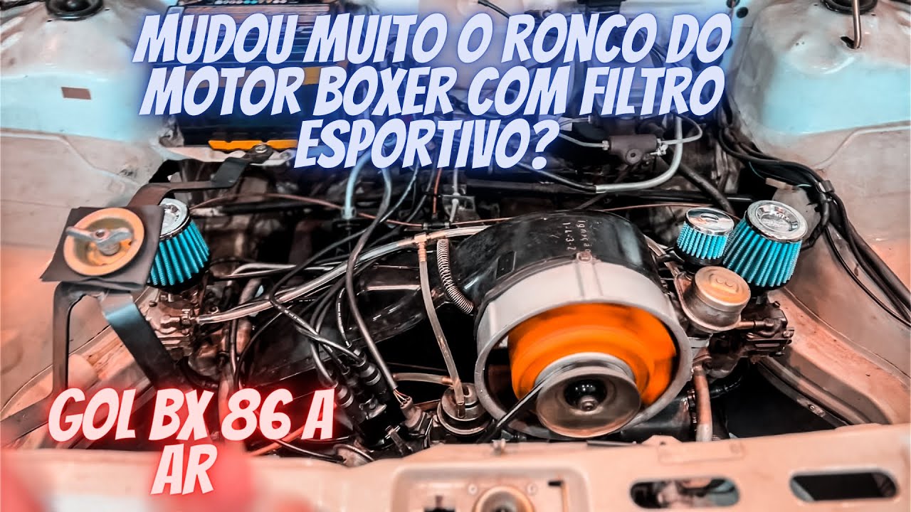 FILTRO DE AR ESPORTIVO NO MOTOR BOXER DO GOL BX GTI! COMO FICA O RONCO!