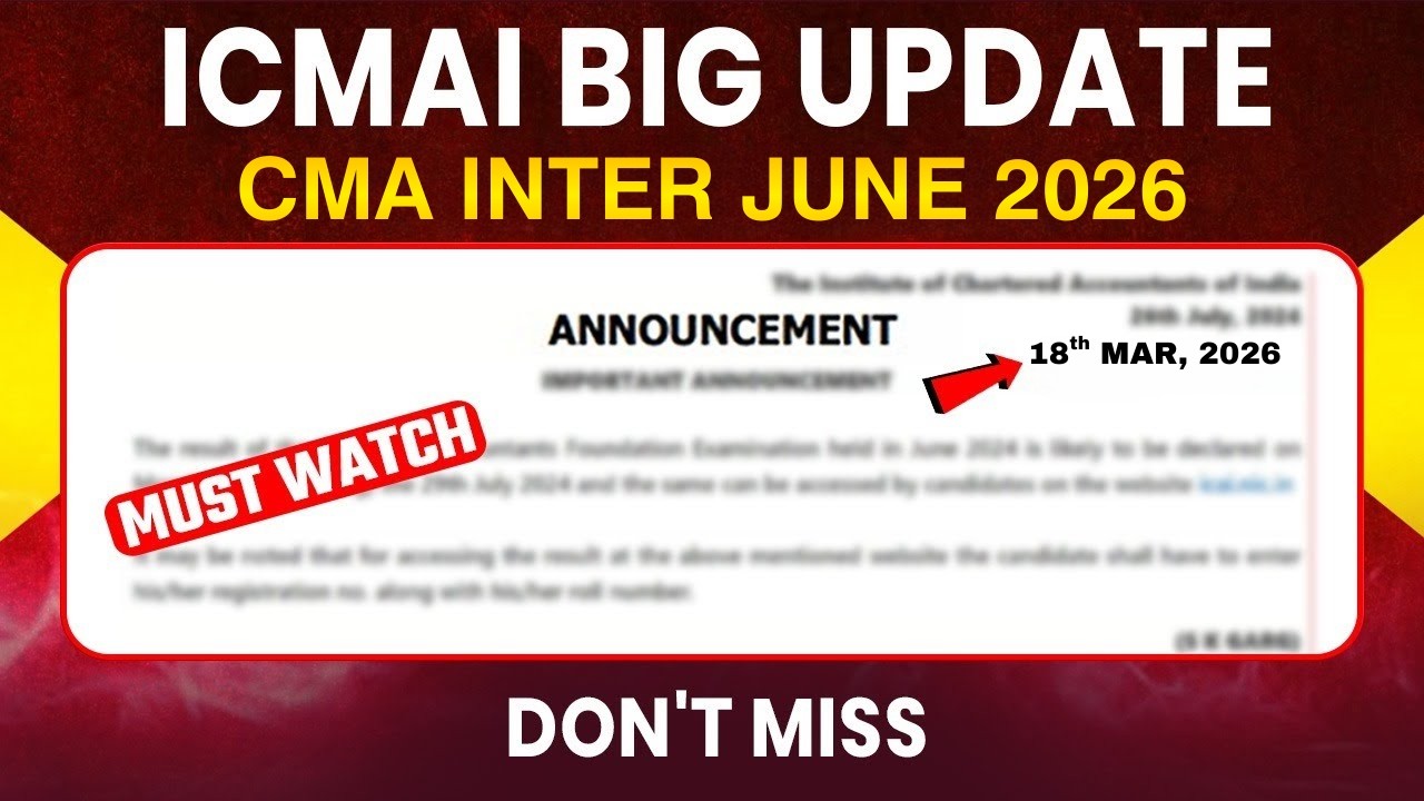 ICMAI Big Update | CMA Inter June 26 | ICMAI Latest Amendments | CMA Inter Amendments 2026