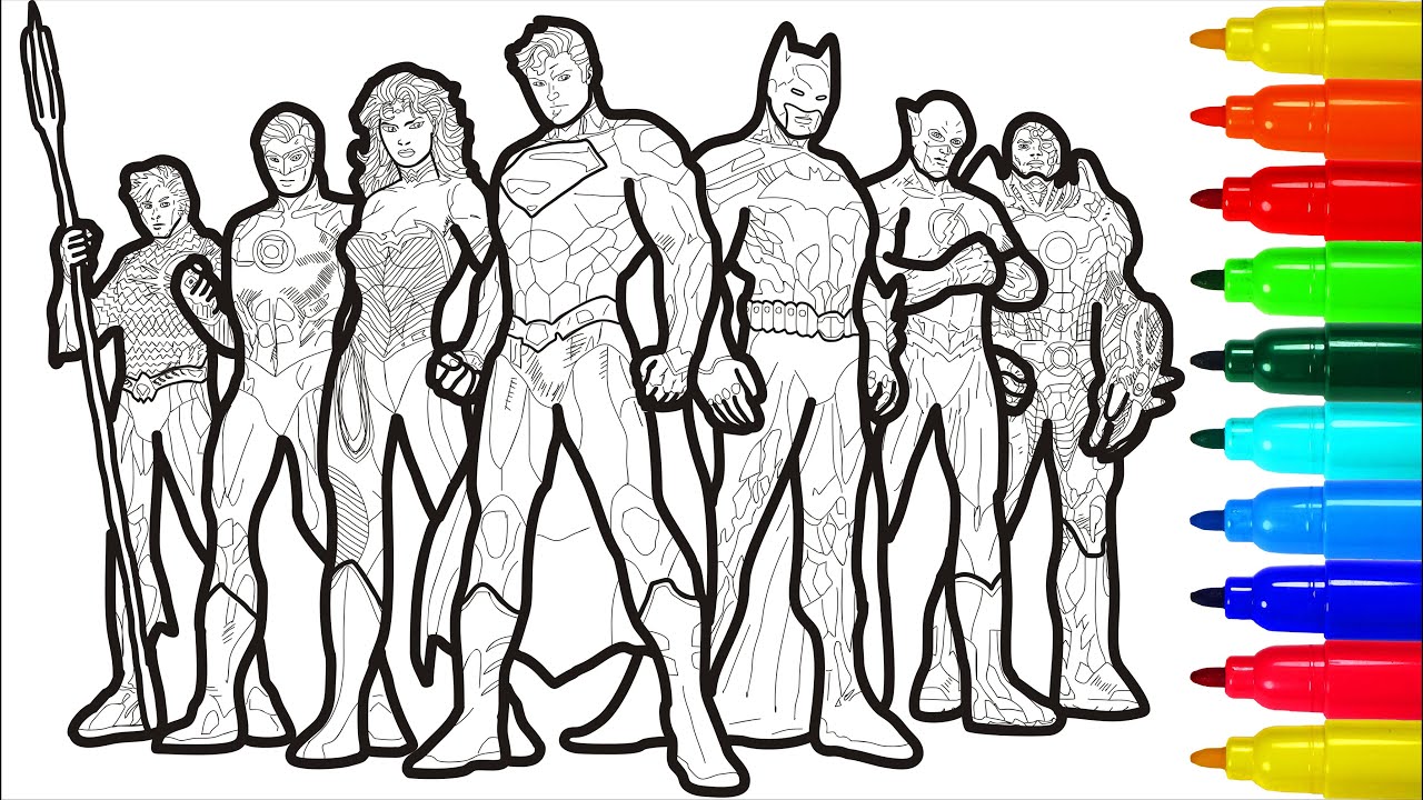 Justice League Heroes Of The Galaxy Coloring Pages Colored Markers | Justice League Coloring Pages