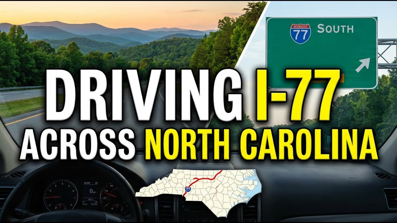 Driving on Interstate 77 across entire state of North Carolina