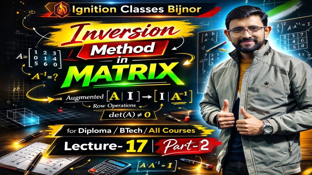 Inversion Method in Matrix (Step-by-Step)| Diploma Maths | B.Tech & All Engineering Courses| Part-2|
