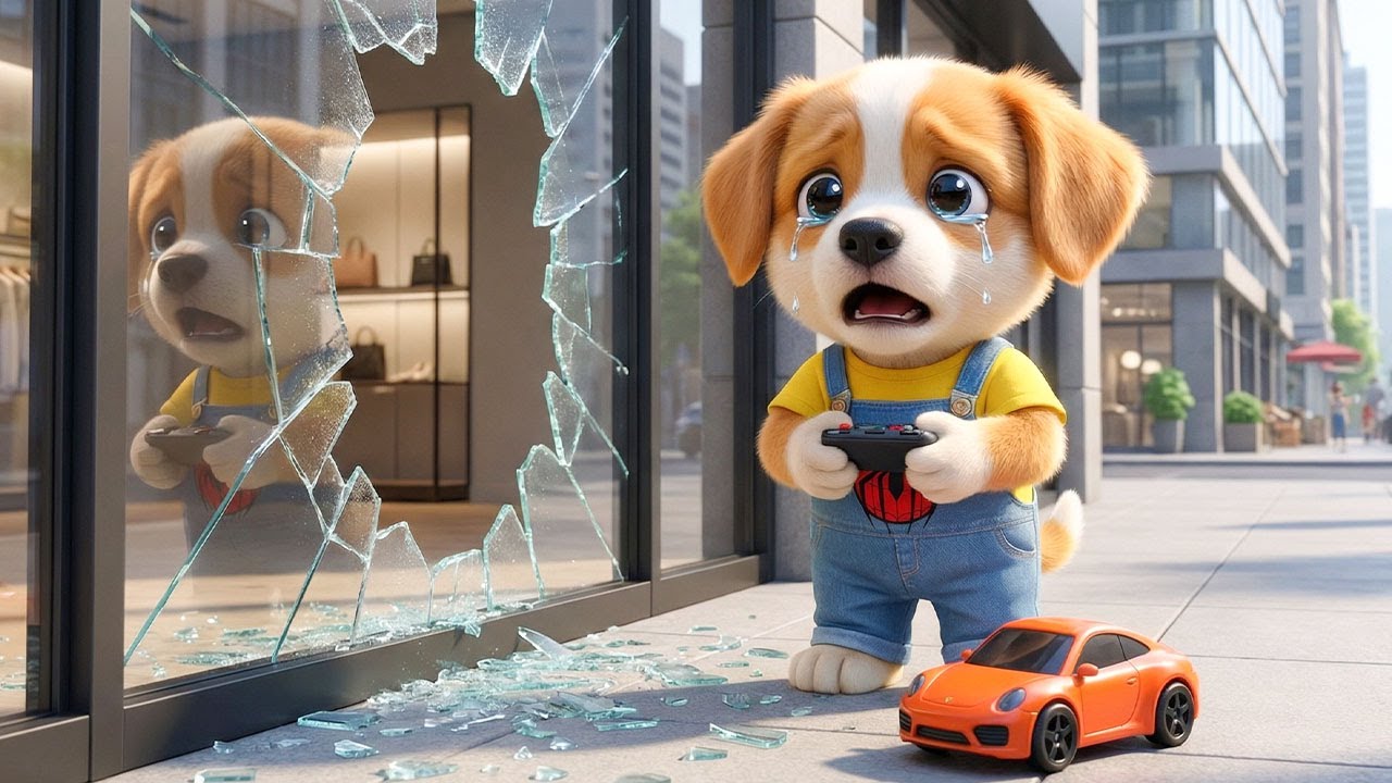 Baby Puppy Cries After Breaking a Glass Door 😢💔 Mom’s Sacrifice & Puppy’s Love Touch Millions 🐶🍲❤️