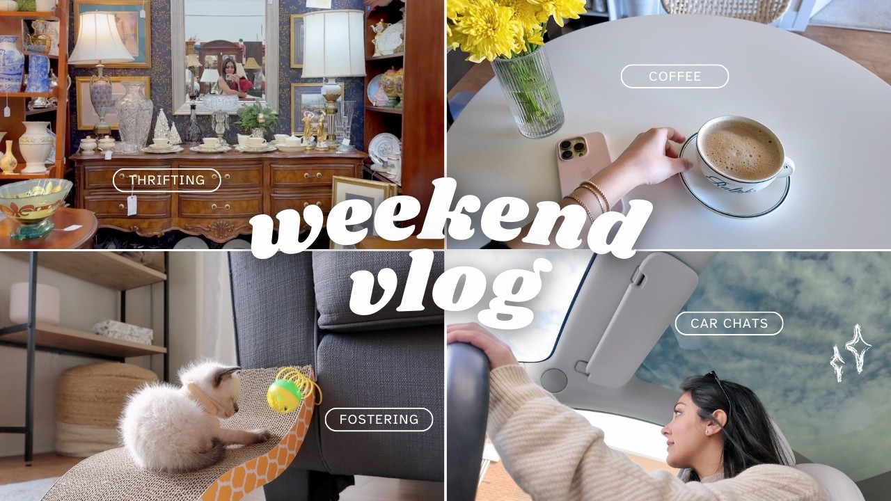 A cozy weekend of thrifting | Vintage home finds, making the perfect latte, & foster chats VLOG