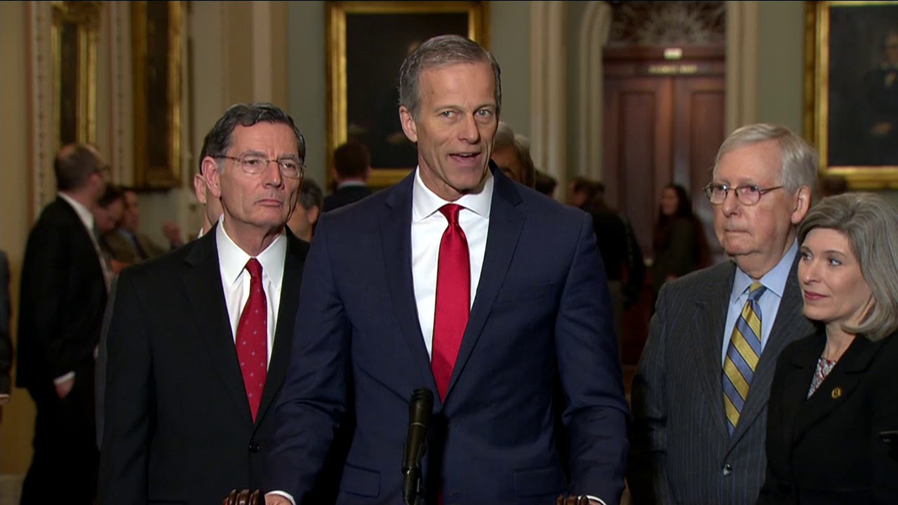 Thune Discusses Impeachment Process During Republican Stakeout