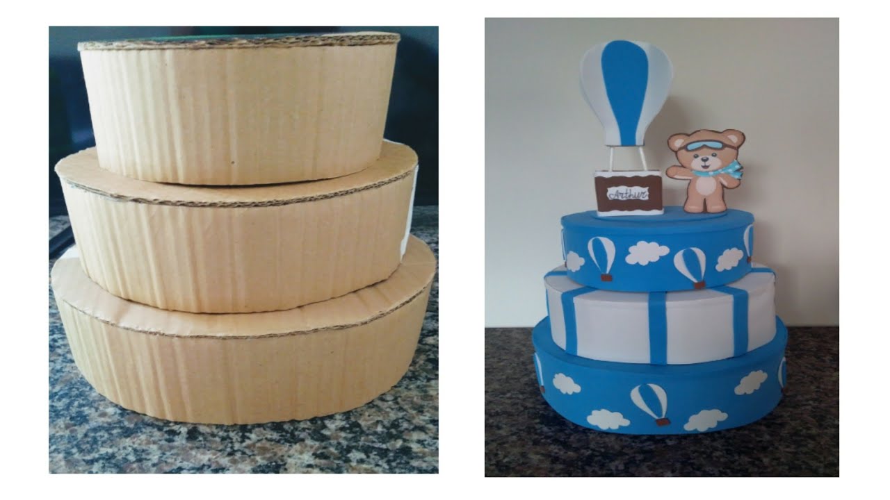 Bolo fake de Papelão e Eva