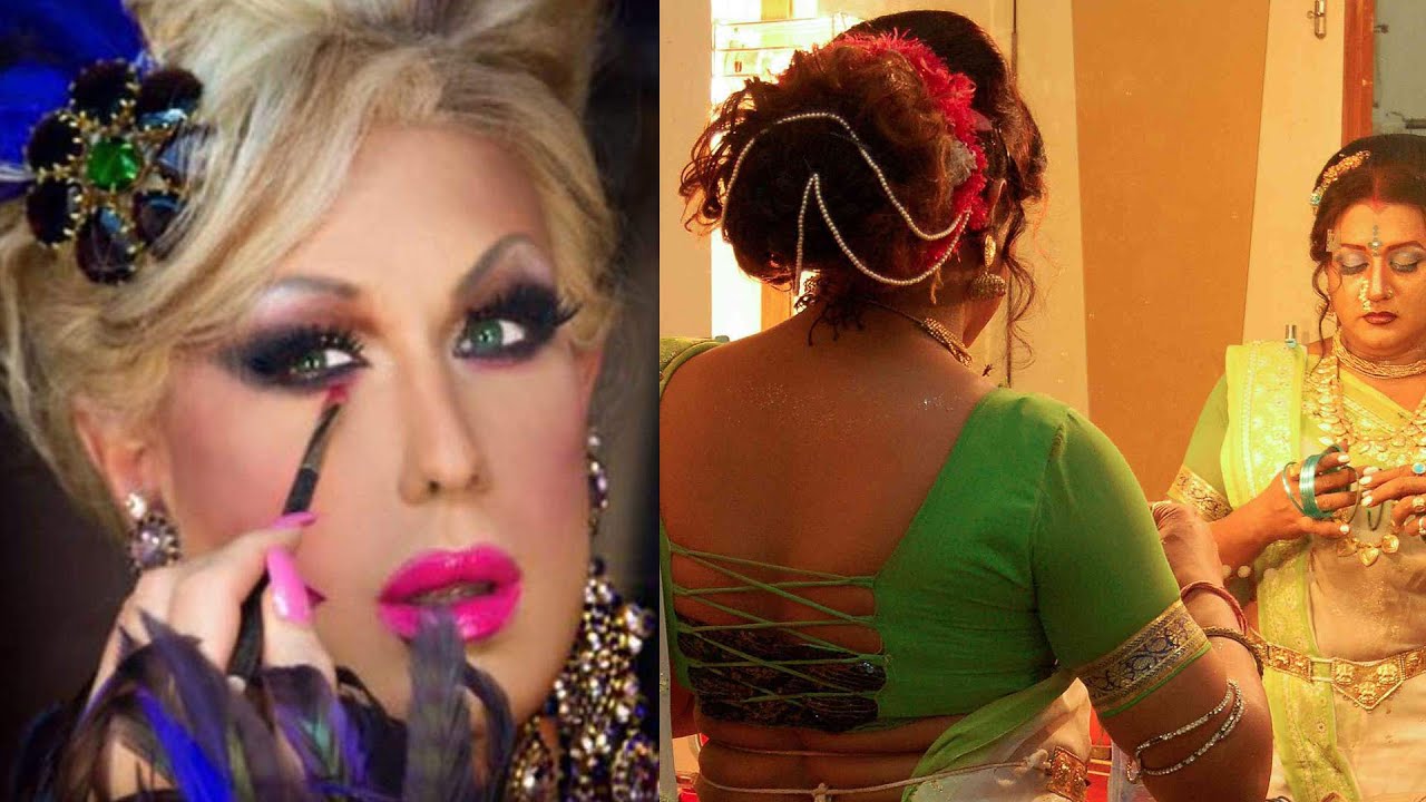 Beautiful Crossdressing Dancers and Dragqueens Doing makeup For Programs.