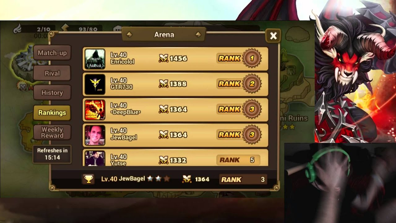 SUMMONERS WAR : Jewbagel Vs #3 Ranked player in Arena!